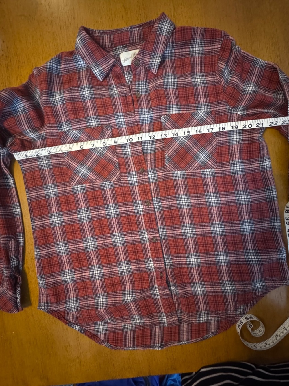 Universal Thread Red Plaid button down Long Sleeve Shirt 100% Cotton Size Medium - Picture 8 of 9